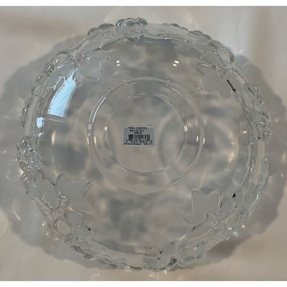 Mikasa Crystal Carmen Collection Frosted Bowl Floral Leaves Serving 8.75"x3.75" - Picture 7 of 12